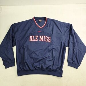 Vintage Nike Ole Miss Rebels NCAA Windbreaker Pullover Center Swoosh Side Zip XL